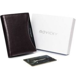 Portfel męski brązowy z czarną wstawką Rovicky 1502-03-BOR-1157 BRO. Brązowe portfele ROVICKY, bez wzorów, ze skóry. Za 61.99 zł.
