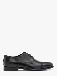 Czarne wizytowe półbuty męskie BRAGA. Czarne eleganckie półbuty Ryłko, bez wzorów, ze skóry, bez obcasa, bez zapięcia. Za 429.99 zł.