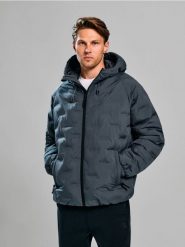 Kurtka puffer z kapturem SNSY PERFORMANCE - szary. Szare kurtki Sinsay, l, bez wzorów, z kapturem. Za 139.99 zł.