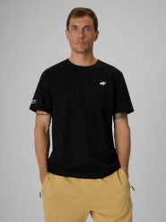4F T-shirt regular gładki męski - czarny S. Czarne t-shirty 4F, m, bez wzorów, z bawełny, bez kołnierzyka, bez ramiączek. Za 69.99 zł.
