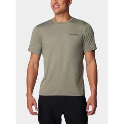 Koszulka sportowa męska Columbia Tech Trail II. Zielone t-shirty sportowe Columbia, bez wzorów, bez ramiączek, trekkingowe. W wyprzedaży za 116.10 zł.