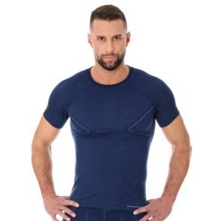 Koszulka męska Brubeck Active Wool Ss11710. Niebieskie bielizna termoaktywna Brubeck, m, bez wzorów, z elastanu, bez ramiączek. Za 197.00 zł.