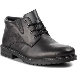 Trzewiki RIEKER - B5341-00 Schwarz. Czarne botki sznurowane Rieker, bez wzorów, z materiału, bez obcasa, bez zapięcia. W wyprzedaży za 229.00 zł.