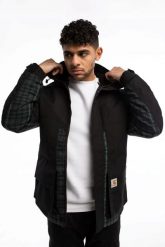Kurtka jesienna męska Carhartt WIP Highbury Jacket Black / Asher Check L. Czarne kurtki Carhartt, na jesień, l, bez wzorów, z dresówki, bez kaptura. Za 849.50 zł.