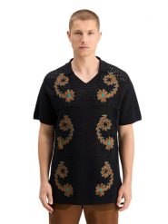 Scotch & Soda Koszulka polo "JOE JONAS X SCOTCH SODA" w kolorze czarnym rozmiar: M. Czarne koszulki polo Scotch & Soda, m, bez wzorów, bez kołnierzyka, bez ramiączek. Za 221.15 zł.