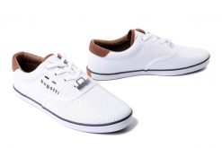 BUGATTI 321-AFH01-5000 2000 white, półbuty męskie. Białe eleganckie półbuty Bugatti, bez wzorów, bez obcasa, bez zapięcia. Za 254.92 zł.