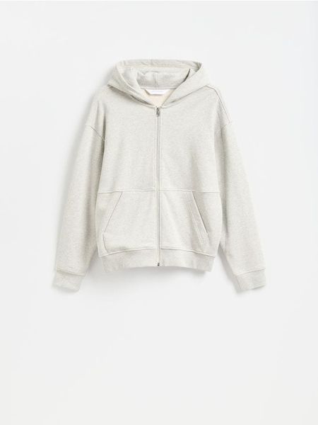 Bawełniana bluza z kapturem - jasnoszary. Szare bluzy z kapturem Reserved, l, bez wzorów, z bawełny, z kapturem. Za 139.99 zł.