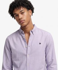 Superdry Preppy Oxford koszula z długim rękawem z bawełny organicznej - Light. Fioletowe koszule Superdry, l, bez wzorów, z bawełny, bez kołnierzyka, bez ramiączek. Za 307.15 zł.