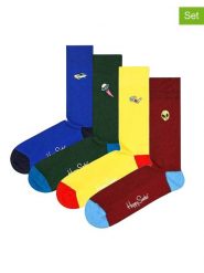 Happy Socks Skarpety (4 pary) w różnych kolorach rozmiar: 36-40. Skarpety Happy Socks, bez wzorów, prążkowane. Za 97.28 zł.