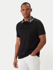 KARL LAGERFELD Polo 745010 562200 Czarny Regular Fit. Czarne koszulki polo KARL LAGERFELD, l, bez wzorów, z bawełny, bez kołnierzyka, bez ramiączek. Za 539.99 zł.