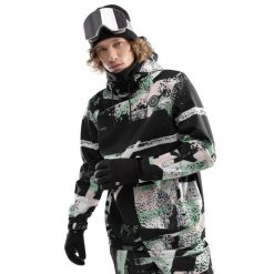 Kurtka snowboardowa męska W1 Crest. Brązowe kurtki SIROKO, m, bez wzorów, z materiału, z kapturem. Za 381.00 zł.