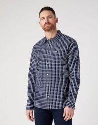 WRANGLER 1 POCKET SHIRT MĘSKA KOSZULA Z DŁUGIM RĘKAWEM W KRATĘ TRUE NAVY W5A24ME12. Niebieskie koszule Wrangler, m, bez wzorów, bez kołnierzyka, bez ramiączek. Za 129.99 zł.