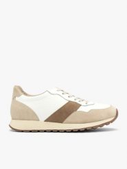 Kremowo-brązowe sznurowane półbuty. Brązowe eleganckie półbuty Ryłko, bez wzorów, ze skóry, bez obcasa, na płaskiej podeszwie, bez zapięcia. Za 529.99 zł.