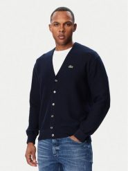 Lacoste Kardigan AH9914 Granatowy Regular Fit. Niebieskie swetry rozpinane LACOSTE, m, bez wzorów, z bawełny, bez kołnierzyka, bez ramiączek. Za 724.99 zł.