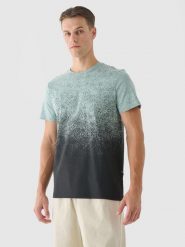 4F T-shirt regular z nadrukiem męski - turkusowy XXL. Niebieskie t-shirty 4F, m, bez wzorów, z bawełny, bez kołnierzyka, bez ramiączek. Za 69.99 zł.
