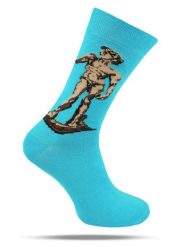 Skarpetki Bawełniane - Tematyczne - Rzeźba na Niebieskim Tle. Niebieskie skarpety His Story, bez wzorów, z bawełny. Za 29.99 zł.