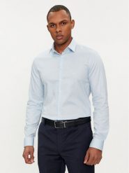 Calvin Klein Koszula Micro Dot K10K112884 Błękitny Slim Fit. Niebieskie koszule CALVIN KLEIN, m, bez wzorów, z bawełny, bez kołnierzyka, bez ramiączek. Za 239.99 zł.