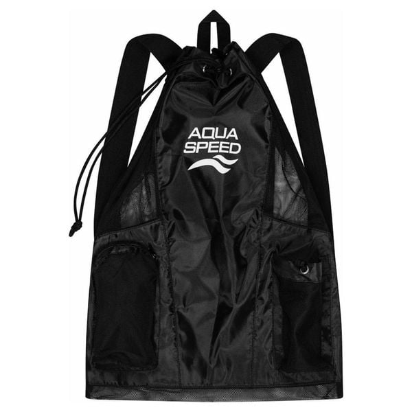 Aqua Speed - Duża siatkowa torba pływacka na sprzęt basenowy. Czarne torby na ramię Aqua-Speed, bez wzorów, z materiału, na ramię, duże, bez dodatków. Za 69.90 zł.