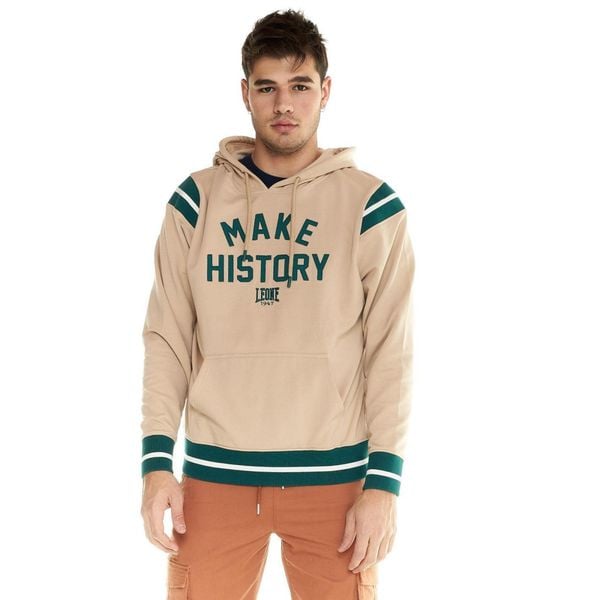 Bluza z kaptur na co dzień na siłownię. Brązowe bluzy LEONE 1947 APPAREL, bez wzorów, z bawełny, bez kaptura. W wyprzedaży za 191.56 zł.