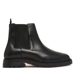 Sztyblety Tommy Hilfiger. Czarne botki sznurowane Tommy Hilfiger, bez wzorów, bez obcasa, bez zapięcia. Za 649.99 zł.