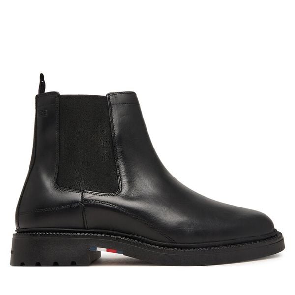 Sztyblety Tommy Hilfiger. Czarne botki sznurowane Tommy Hilfiger, bez wzorów, bez obcasa, bez zapięcia. Za 616.99 zł.