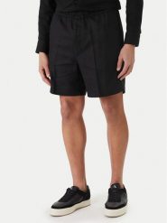 Calvin Klein Szorty materiałowe LV04LF620G Czarny Straight Fit. Czarne szorty CALVIN KLEIN, l, bez wzorów, z bawełny. Za 449.99 zł.