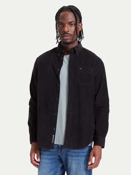 Tommy Jeans Koszula DM0DM23517 Czarny Regular Fit. Czarne koszule Tommy Jeans, l, bez wzorów, z bawełny, bez kołnierzyka, bez ramiączek. Za 349.99 zł.
