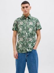 Jack & Jones Koszula - Regular fit - w kolorze zielonym rozmiar: XL. Zielone koszule Jack & Jones, xl, bez wzorów, z bawełny, bez kołnierzyka, bez ramiączek. Za 74.95 zł.