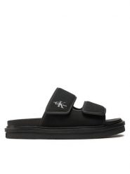 Calvin Klein Jeans Klapki Double Bar Sandal Mtl YM0YM01020 Czarny. Czarne klapki Calvin Klein Jeans, z jeansu. Za 369.99 zł.