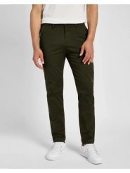 LEE MĘSKIE SPODNIE MATERIAŁOWE SLIM CHINO OLIVE NIGHT 112355772 L71L016192. Zielone eleganckie spodnie Lee, do pracy, l, z bawełny, biznesowe. W wyprzedaży za 119.99 zł.