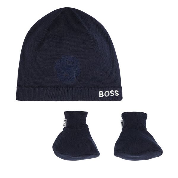 Zestaw Czapka i Skarpety BOSS. Niebieskie czapki zimowe Boss, bez wzorów. Za 399.99 zł.