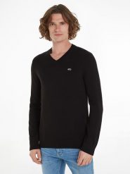 TOMMY JEANS Sweter w kolorze czarnym rozmiar: XL. Czarne swetry nierozpinane Tommy Jeans, xl, bez wzorów, z bawełny, bez kołnierzyka, bez ramiączek. Za 194.61 zł.