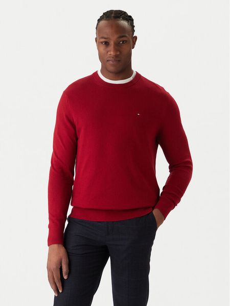 Tommy Hilfiger Sweter MW0MW28046 Czerwony Regular Fit. Czerwone swetry rozpinane Tommy Hilfiger, l, bez wzorów, z bawełny, bez kołnierzyka, bez ramiączek. Za 441.99 zł.