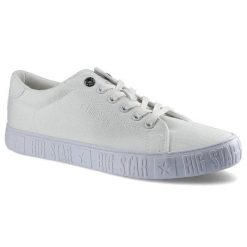 Białe Trampki Big Star Męskie Modne Półbuty. Białe eleganckie półbuty BIG STAR, bez wzorów, z materiału, bez obcasa, bez zapięcia. Za 89.99 zł.