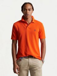 Polo Ralph Lauren Polo 710795080025 Pomarańczowy Slim Fit. Brązowe koszulki polo Polo Ralph Lauren, l, bez wzorów, z bawełny, bez kołnierzyka, bez ramiączek. Za 369.99 zł.