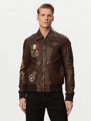 Aeronautica Militare Kurtka skórzana 261PN5056U100839 Brązowy ciemny Regular Fit. Brązowe kurtki Aeronautica Militare, m, bez wzorów, ze skóry, bez kaptura. Za 6,549.00 zł.