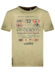 Geographical Norway Koszulka "Jorick" w kolorze khaki rozmiar: XXL. Brązowe bezrękawniki Geographical Norway, xxl, bez wzorów, z bawełny, bez kołnierzyka, bez ramiączek. Za 57.20 zł.
