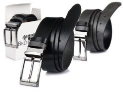 Beltimore pasek męski skórzany dwustronny czarno-szary W11 : Kolory - czarny, Rozmiar pasków - r.95-110 cm. Czarne paski bez wzorów, ze skóry, wizytowe. Za 59.90 zł.