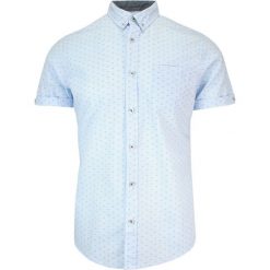 Koszula Męska, Niebieska w Drobny Wzór, Bawełniana, Casualowa, Krótki Rękaw, z Kieszonką -PAKO JEANS. Niebieskie koszule Pako Jeans, l, bez wzorów, z bawełny, bez kołnierzyka, bez ramiączek. Za 135.00 zł.