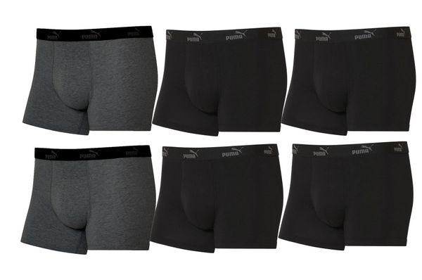 Bokserki majtki męskie Puma Boxershorts 6-pak bawełniane. Czarne bokserki Puma, m, bez wzorów, z bawełny. Za 149.00 zł.