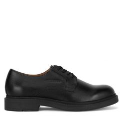 Półbuty Gino Rossi. Czarne eleganckie półbuty Gino Rossi, bez wzorów, bez obcasa, bez zapięcia. Za 299.99 zł.
