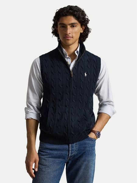 Polo Ralph Lauren Sweter 710B23522003 Granatowy Regular Fit. Niebieskie swetry rozpinane Polo Ralph Lauren, l, bez wzorów, z bawełny, bez kołnierzyka, bez ramiączek. Za 1,199.00 zł.