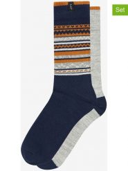 Lee Skarpety (2 pary) "Roger" w kolorze jasnoszaro-granatowo-musztardowym rozmiar: 43-46. Niebieskie skarpety Lee, bez wzorów. Za 36.45 zł.