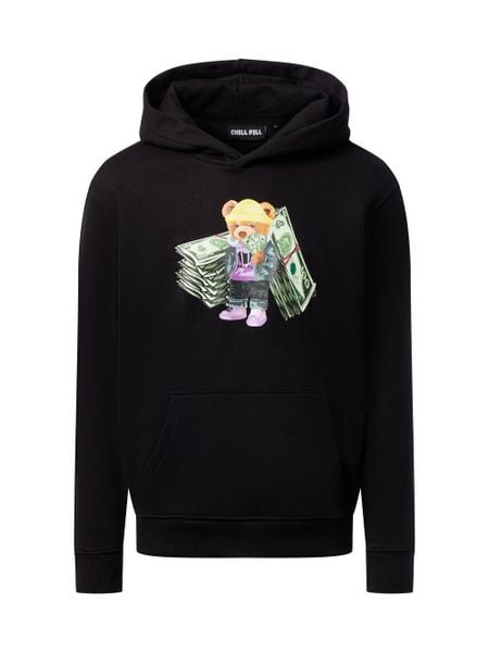 Chill Pill Męska bluza z kapturem - Money Bundle Bear Mężczyźni czarny nadruk, XL. Czarne bluzy z kapturem Chill Pill, m, bez wzorów, z kapturem. Za 299.95 zł.