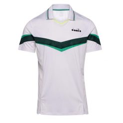 Koszulka do tenisa z krótkim rekawem męska Diadora POLO SS holly green/white. Białe koszulki polo Diadora, m, bez wzorów, bez kołnierzyka, bez ramiączek. Za 130.00 zł.