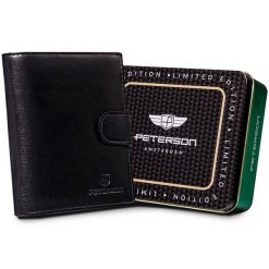 Portfel męski Peterson PTN N356L-BFA czarny. Czarne portfele Peterson, bez wzorów, ze skóry. Za 159.99 zł.
