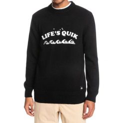 Sweter turystyczny męski Quiksilver Lifes Quik. Czarne swetry nierozpinane Quiksilver, m, bez wzorów, z bawełny, bez kołnierzyka, bez ramiączek. W wyprzedaży za 181.00 zł.