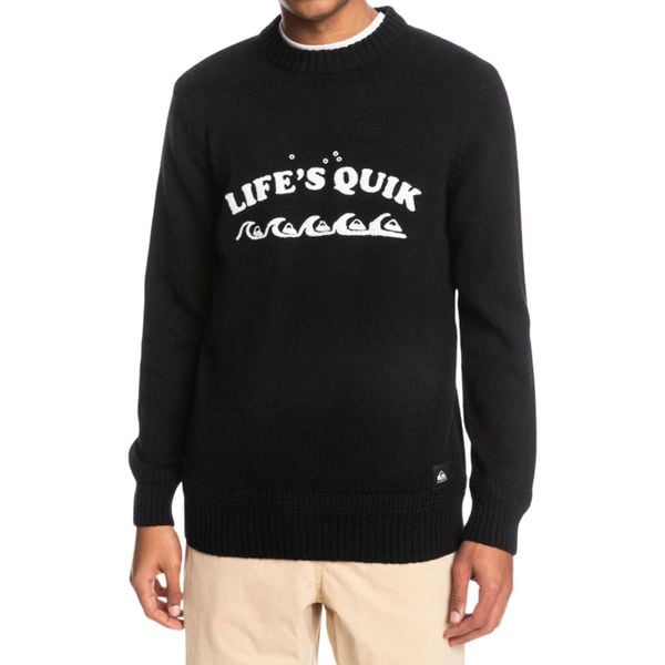 Sweter turystyczny męski Quiksilver Lifes Quik. Czarne swetry nierozpinane Quiksilver, m, bez wzorów, z bawełny, bez kołnierzyka, bez ramiączek. W wyprzedaży za 202.00 zł.