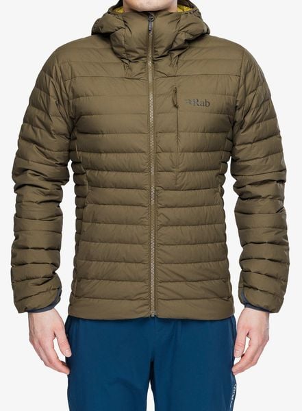 Kurtka puchowa Rab Microlight Windstopper Hoody. Brązowe kurtki RAB, na zimę, l, bez wzorów, z gore-texu, bez kaptura. Za 1,131.89 zł.