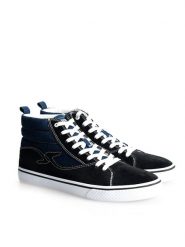 Trussardi Jeans Sneakersy | 77A90134 | Mężczyzna | Granatowy. Niebieskie botki sznurowane TRUSSARDI, z aplikacjami, z jeansu, z okrągłym noskiem, bez obcasa, bez zapięcia. W wyprzedaży za 319.00 zł.
